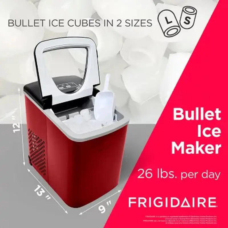 Frigidaire Red Stainless Steel 26Lb Ice Maker | Fridge.com