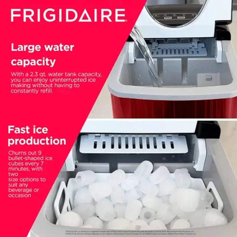 Frigidaire Red Stainless Steel 26Lb Ice Maker | Fridge.com