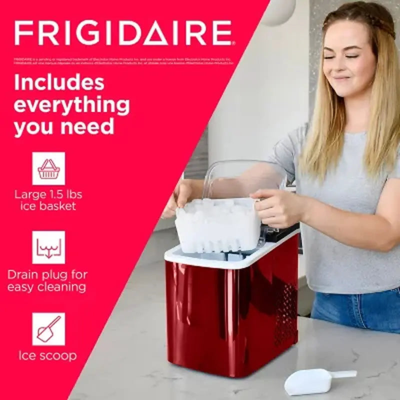 Frigidaire Red Stainless Steel 26Lb Ice Maker | Fridge.com