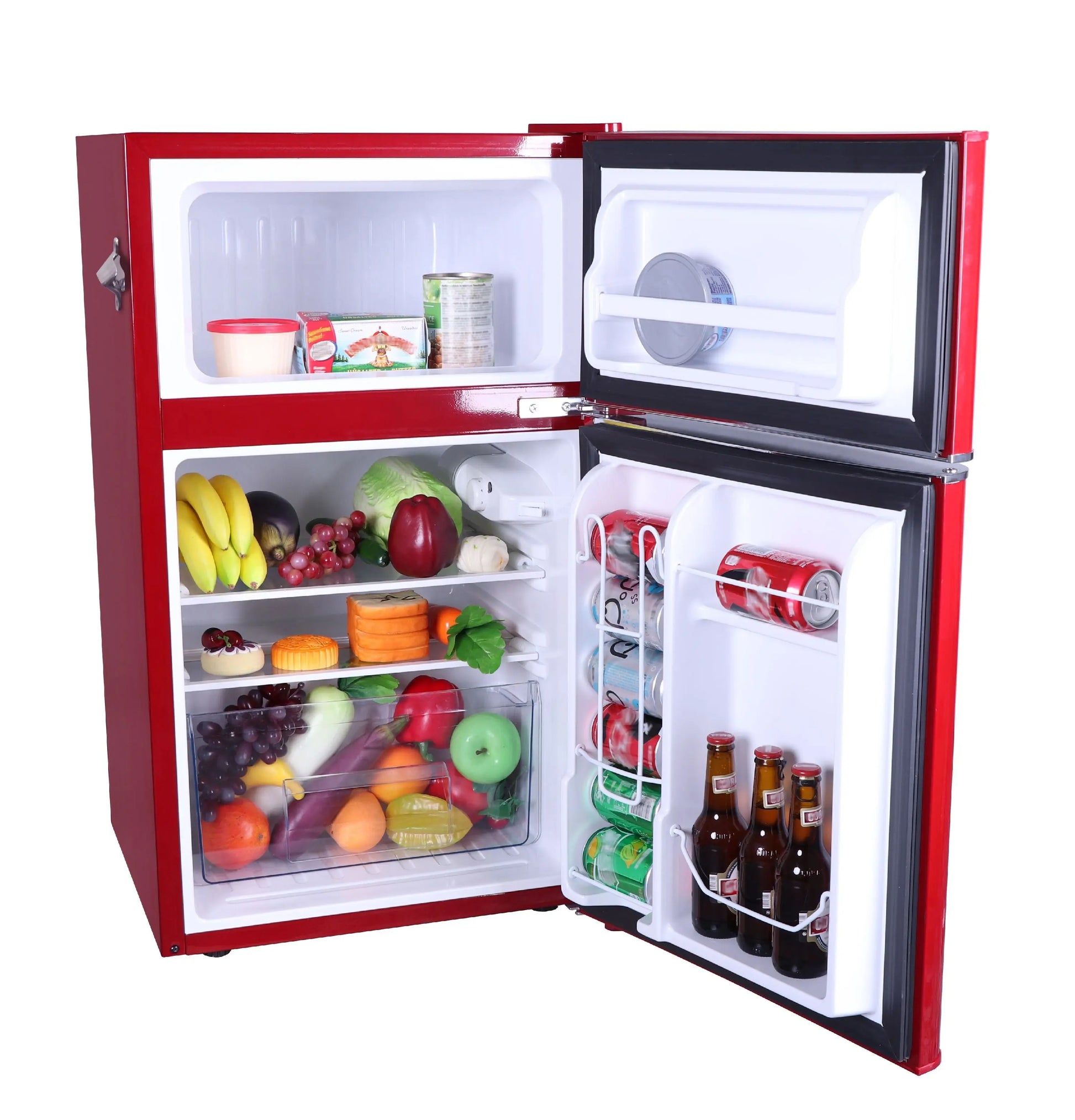 Frigidaire Retro 3.1 Cu Ft Two Door Compact Refrigerator with Freezer, Red | Fridge.com