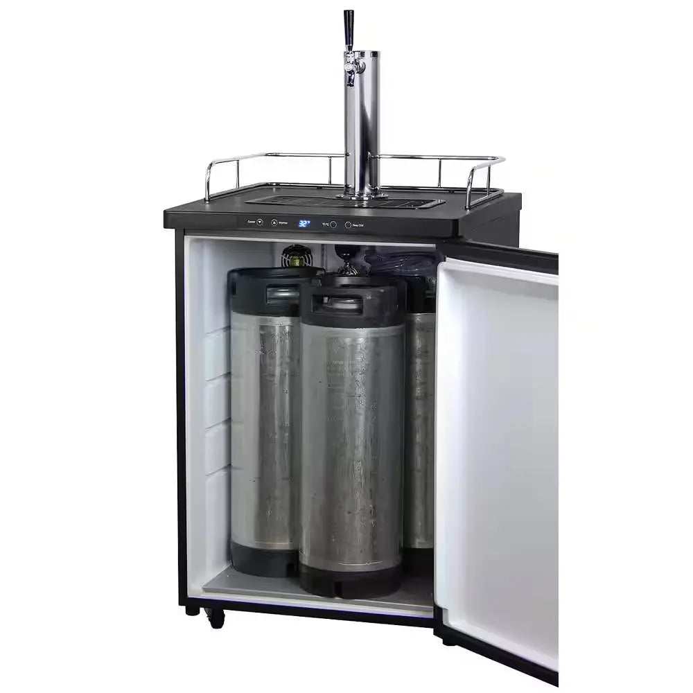 Full Size Digital Beer Keg Dispenser with Single Tap and Black Stainless Steel Door | Fridge.com