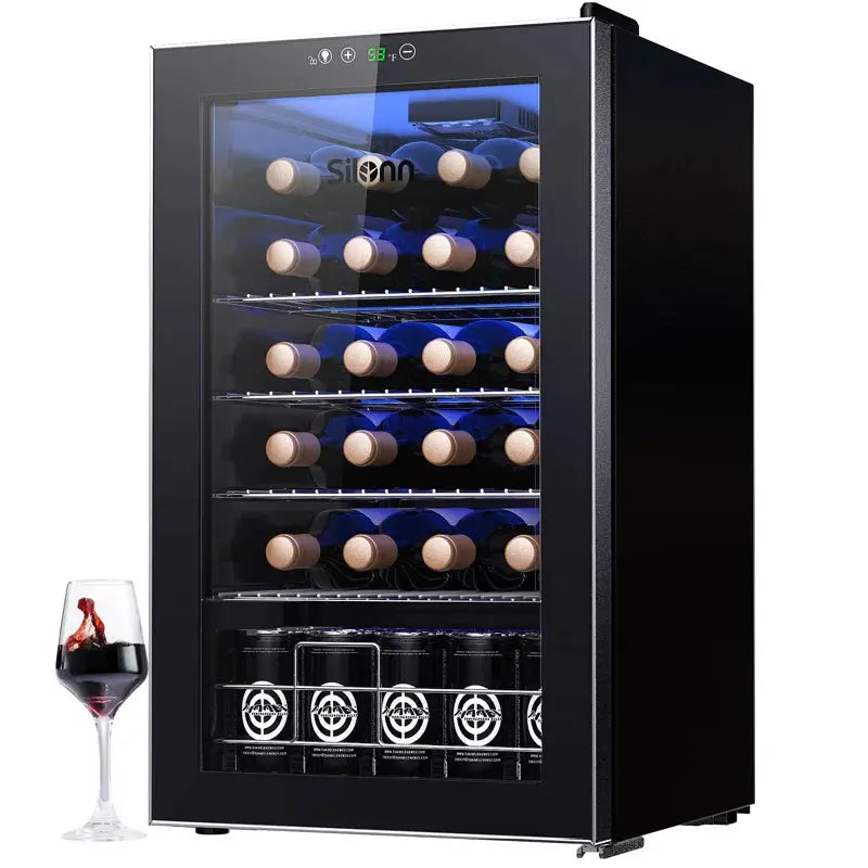 Furnimics 17.7'' 24 Bottle Single Zone Freestanding Wine Refrigerator | Fridge.com