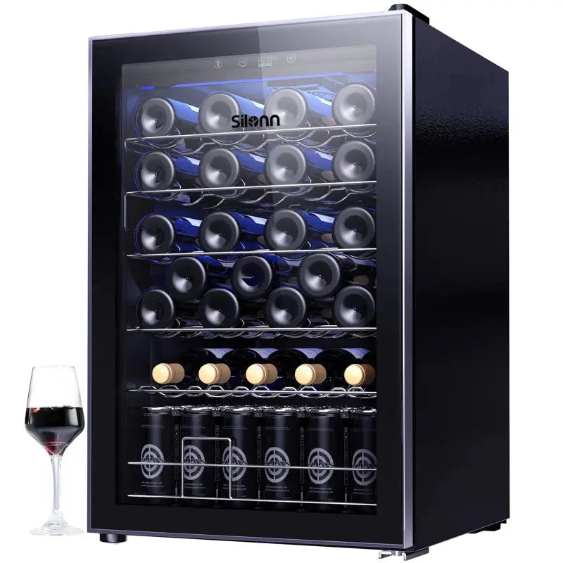 Furnimics 20.28'' 36 Bottle Single Zone Freestanding Wine Refrigerator | Fridge.com