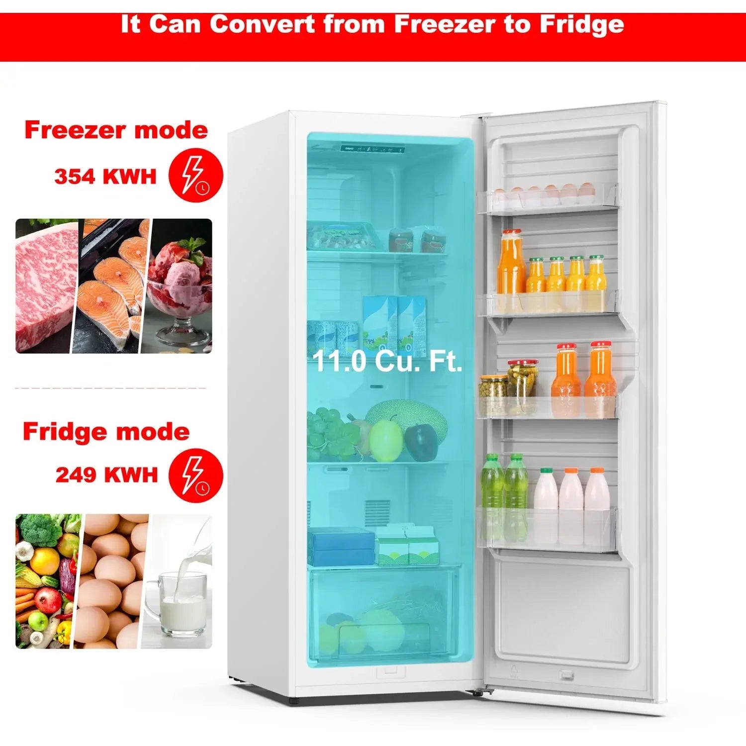 Galanz 11-Cu. Ft. Convertible Upright Freezer, White | Fridge.com