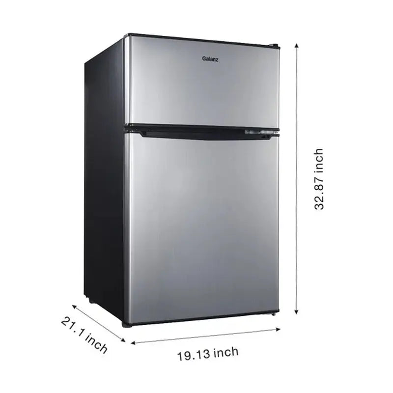 Two outlet Door Mini Fridge with Freezer, Stainless, Estar