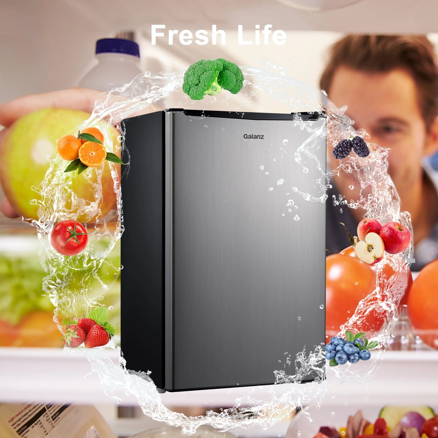 Galanz 3.3 Cu ft One Door Mini Fridge, Black Estar, New | Fridge.com