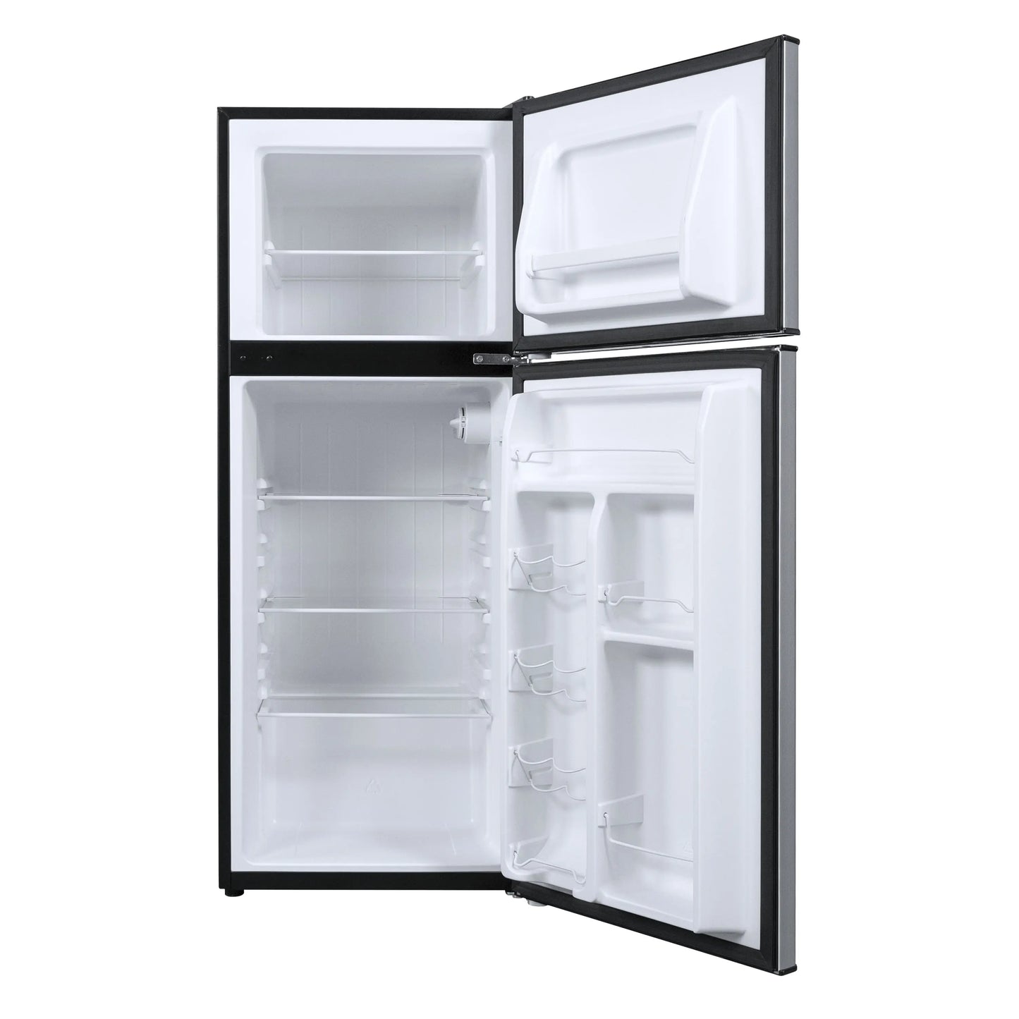 Galanz 4.6. Cu Ft Two Door Mini Refrigerator with Freezer, Stainless Steel, New, Width 19.13" | Fridge.com