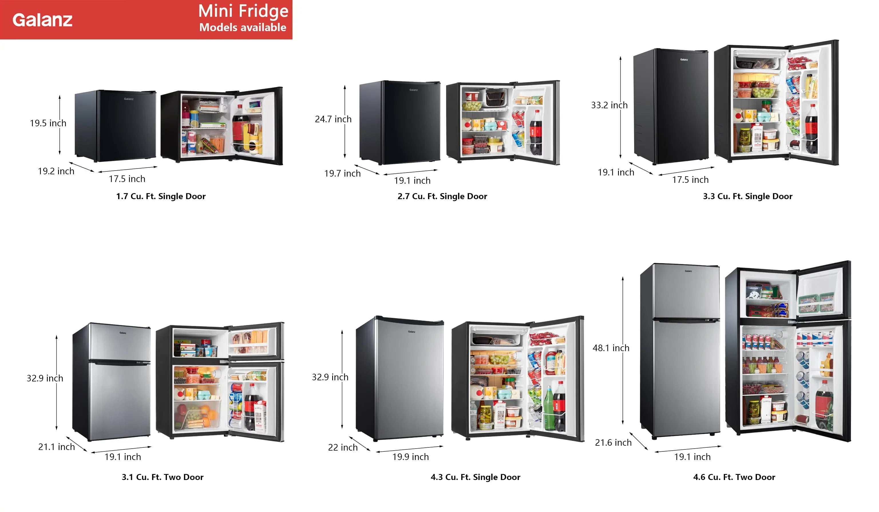 2.7 Cu Ft One Door Mini Fridge, Stainless Steel Look popular