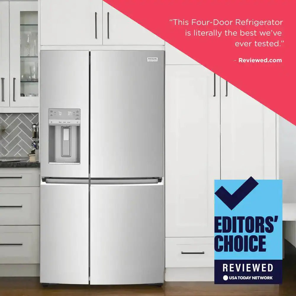 Gallery 36 In. Wide 21.5 Cu. Ft. Counter-Depth 4-Door Refrigerator in Stainless Steel | Fridge.com