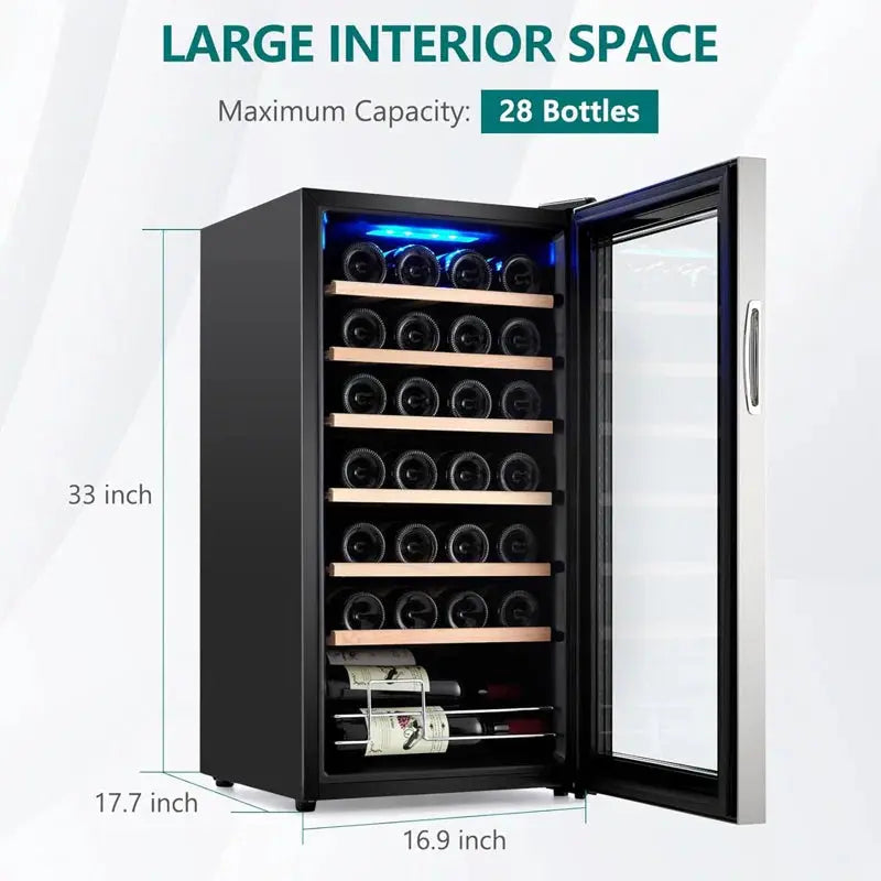 Gaomon 17.7'' 28 Bottle Single Zone Freestanding Wine Refrigerator | Fridge.com