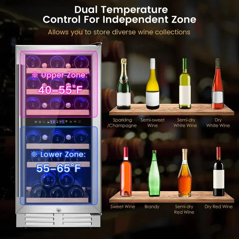 Giantex 15'' 30 Bottle Dual Zone Wine Refrigerator | Fridge.com