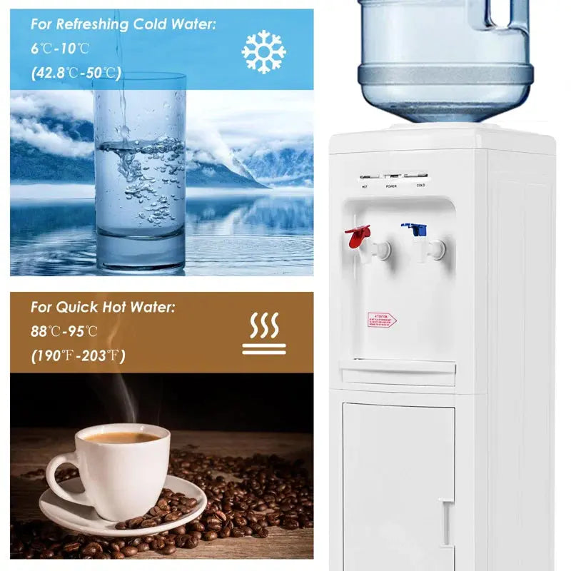 Giantex White Free Standing Top Loading Electric Water Dispenser | Fridge.com