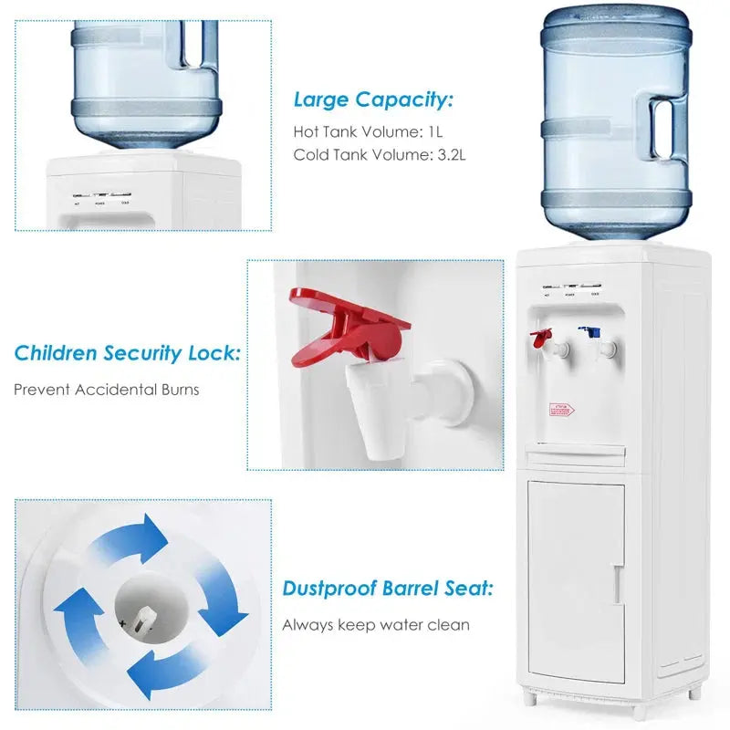 Giantex White Free Standing Top Loading Electric Water Dispenser | Fridge.com