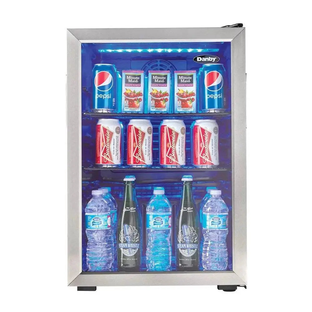 Danby 95 Can 2.6 Cu. Ft. Free Standing Beverage Center Mini Fridge W/ Glass Door | Fridge.com