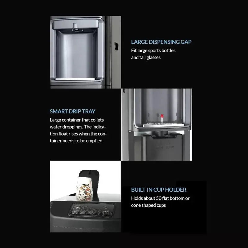 Global Water Black Free Standing Bottleless Electric Filtered Water Dispenser | Fridge.com