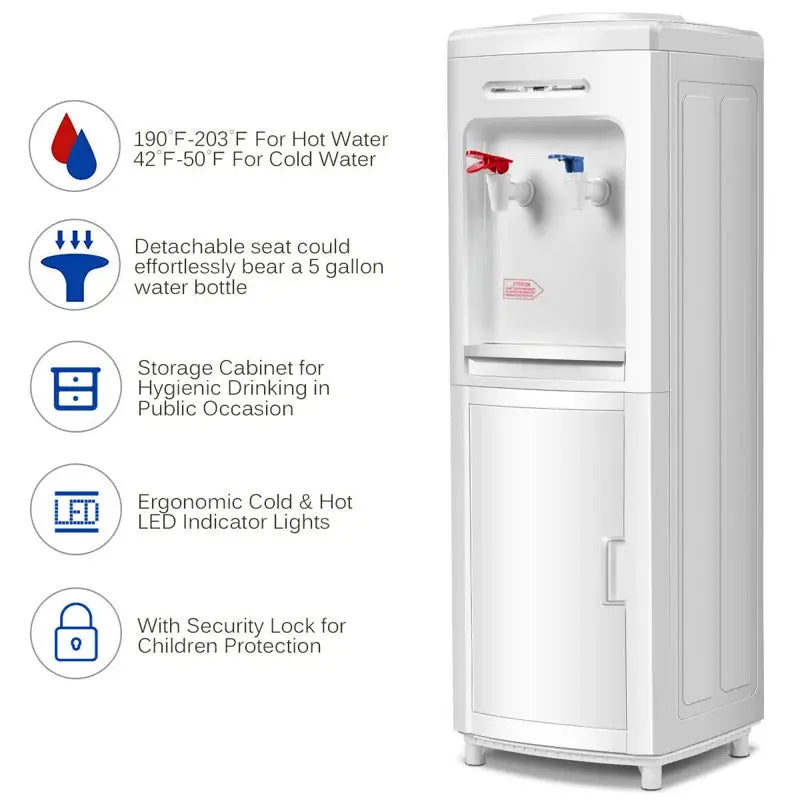 Gymax White Free Standing Top Loading Water Dispenser | Fridge.com