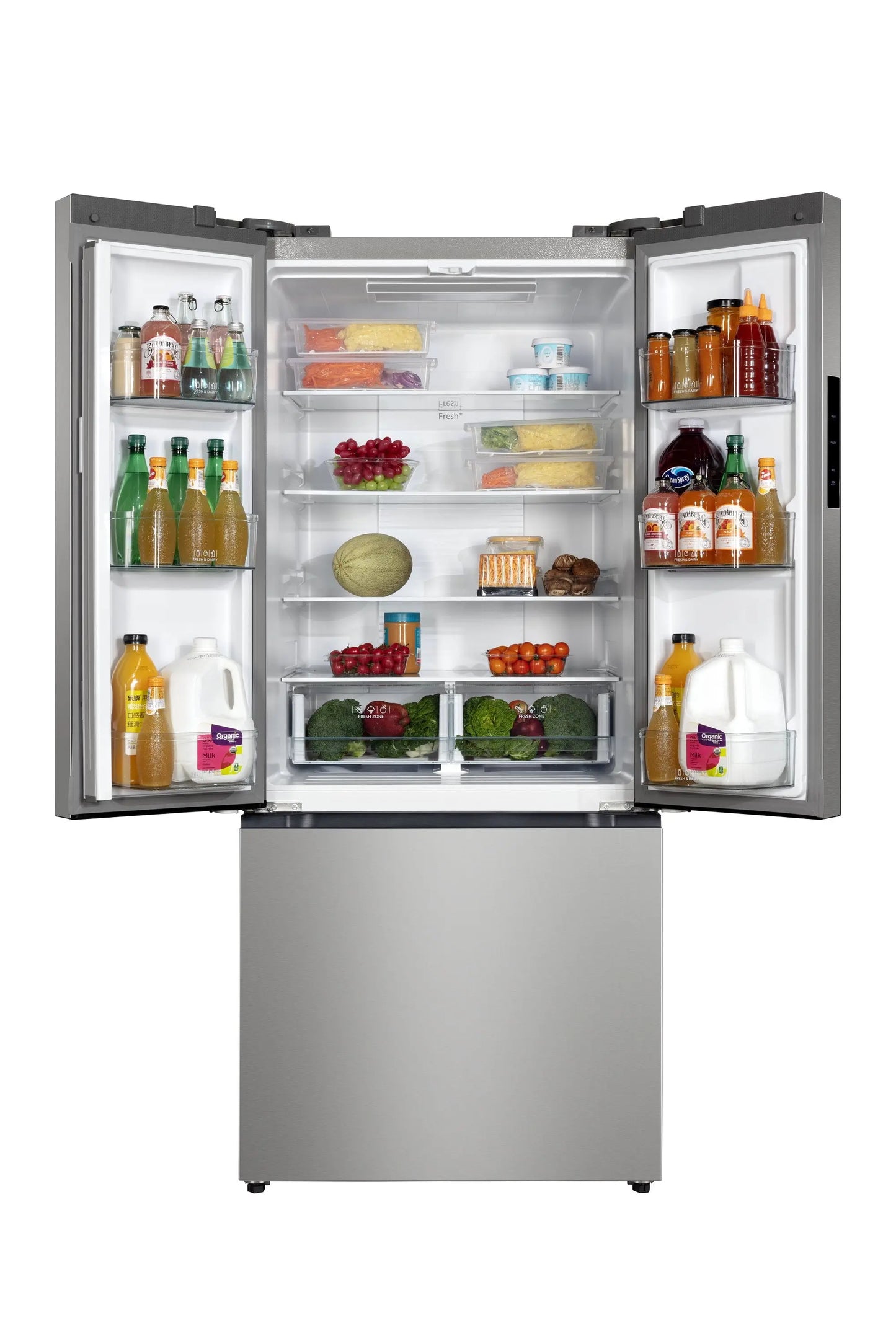 Hamilton Beach, 17.7 Cu. Ft. French Door Refrigerator, Freestanding Installation, Platinum Silver, HZ0771 | Fridge.com