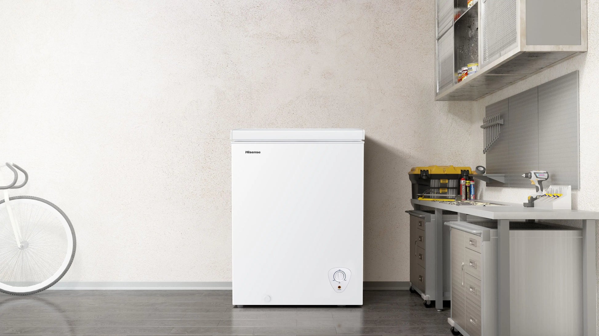 Hisense 5 cu ft Garage Ready Chest Freezer, White, 33.6" Height, 1 Year Warranty, WFC050M6XWD New | Fridge.com