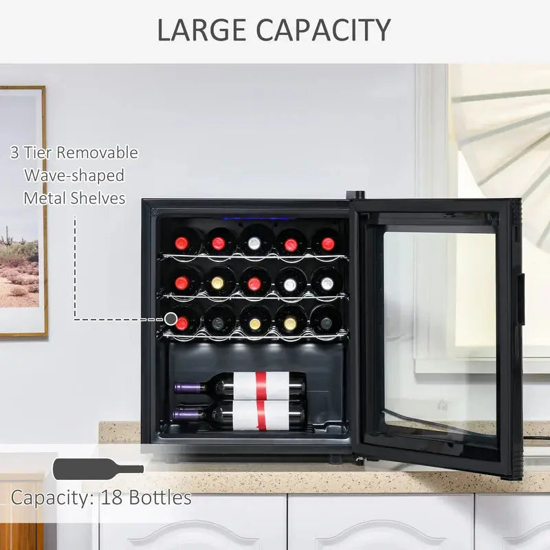 Homcom 19.75'' 18 Bottle Single Zone Freestanding Wine Refrigerator | Fridge.com