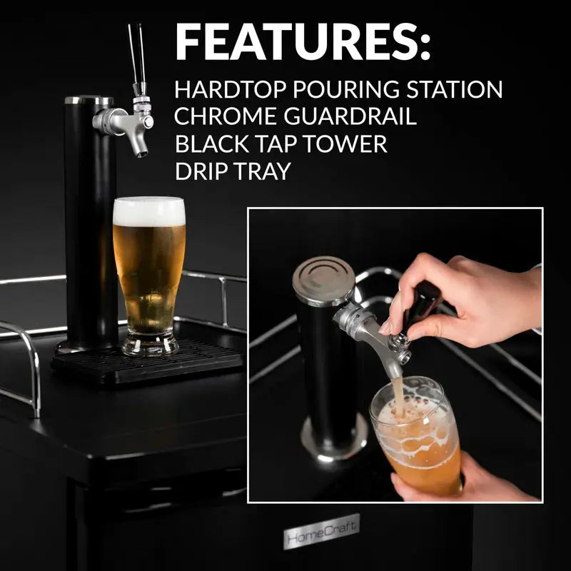 Homecraft 4.9 Cubic Feet Black Single Tap Freestanding Kegerator with Adjustable Temperature | Fridge.com