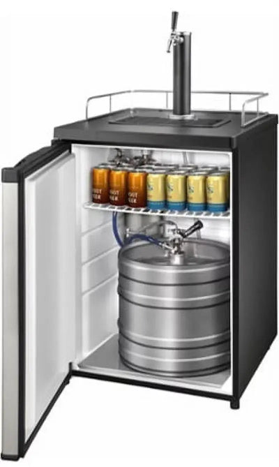 Homecraft BK49BS 4.9 Cu. Ft. Black Stainless Steel Full-Size Kegorator Draft Beer Dispenser & Beer Cooler | Fridge.com