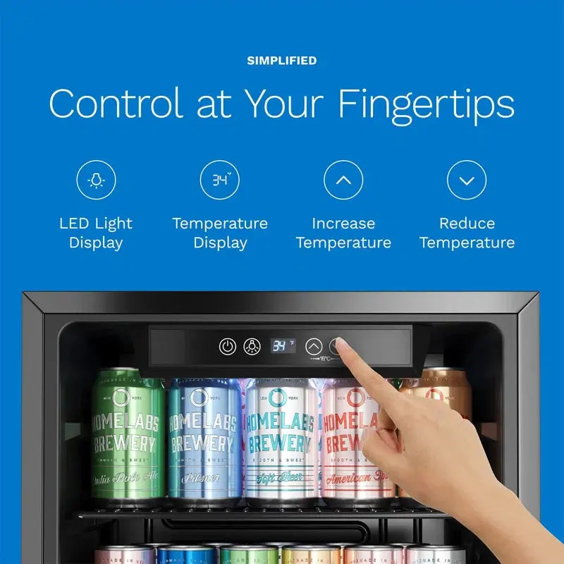 Homelabs Beverage Refrigerator and Cooler - Glass Door Mini Fridge with 120 Slim Cans Capacity | Fridge.com