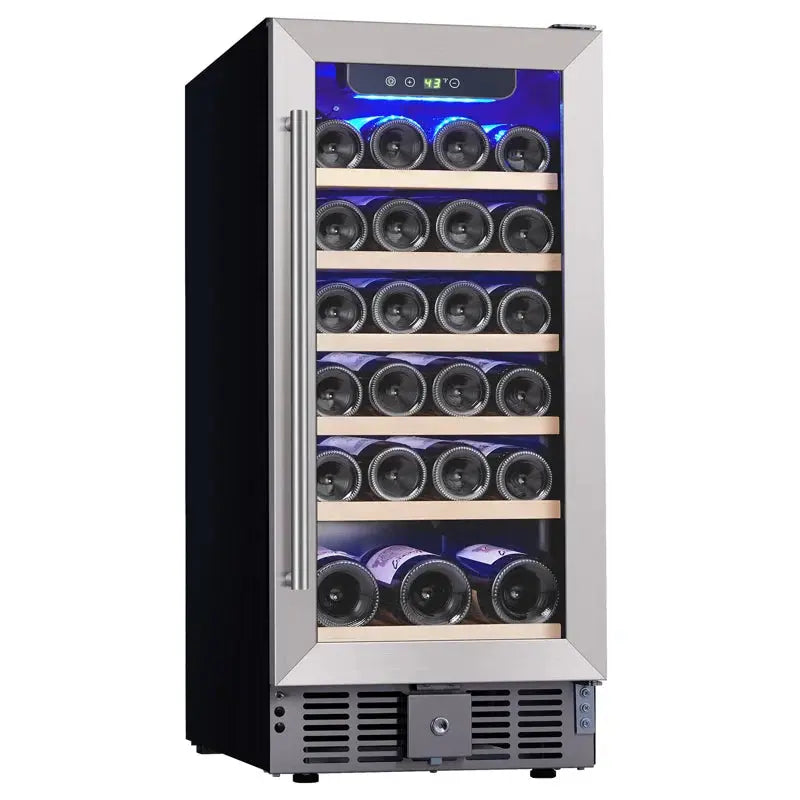 Homhougo 14.96'' 30 Bottle Dual Zone Freestanding Wine Refrigerator | Fridge.com