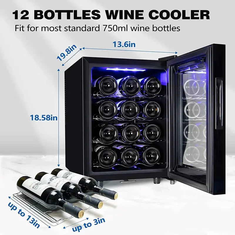 Hoomic 13.6'' 66 Bottle Single Zone Freestanding Wine Refrigerator | Fridge.com