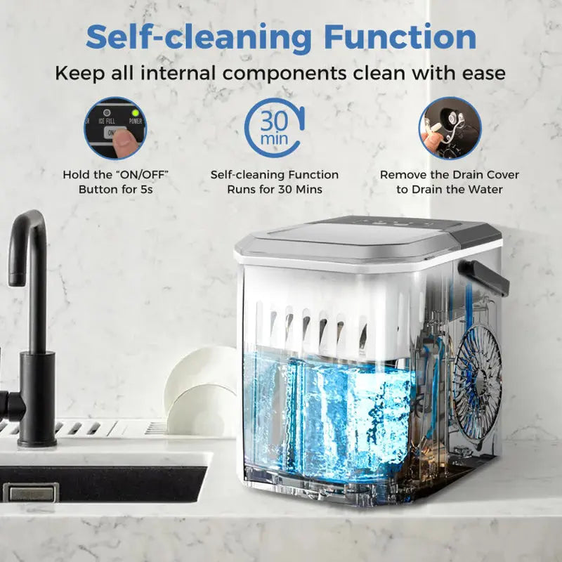 Ice Maker Countertop with Self-Cleaning for Home Kitchen Office Party | Fridge.com