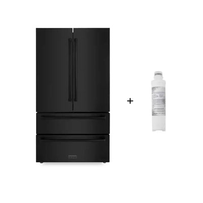 36 In. 4-Door French Door Refrigerator W/ Ice Maker in Fingerprint Resistant Black Stainless Steel with Water Filter | Fridge.com