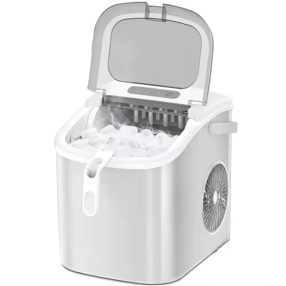 8.66 In. W 26 Lbs./24H, 9-Pieces/6 Mins, Bullet Ice Portable Countertop Ice Maker in Black With/Ice Scoop and Basket | Fridge.com