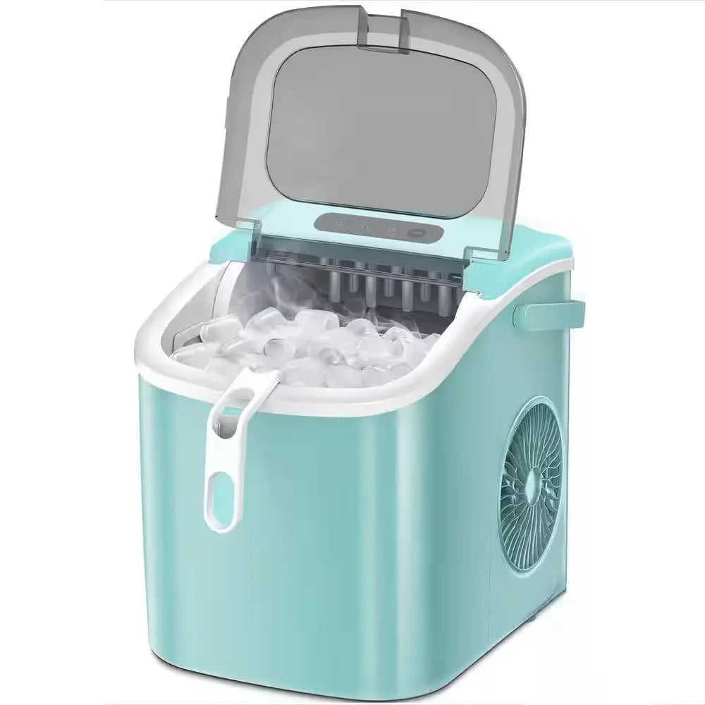 8.66 In. W 26 Lbs./24H, 9-Pieces/6 Mins, Bullet Ice Portable Countertop Ice Maker in Black With/Ice Scoop and Basket | Fridge.com