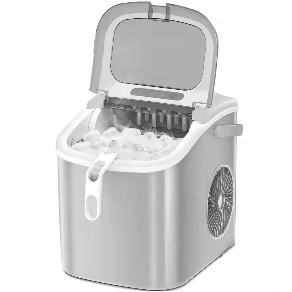 8.66 In. W 26 Lbs./24H, 9-Pieces/6 Mins, Bullet Ice Portable Countertop Ice Maker in Black With/Ice Scoop and Basket | Fridge.com