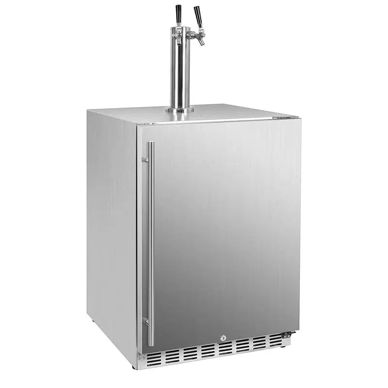 Icejungle 6.04 Cubic Feet Silver Outdoor Dual Tap Half Barrel (Full Size) Freestanding Kegerator with Door Lock and Adjustable Temperature | Fridge.com