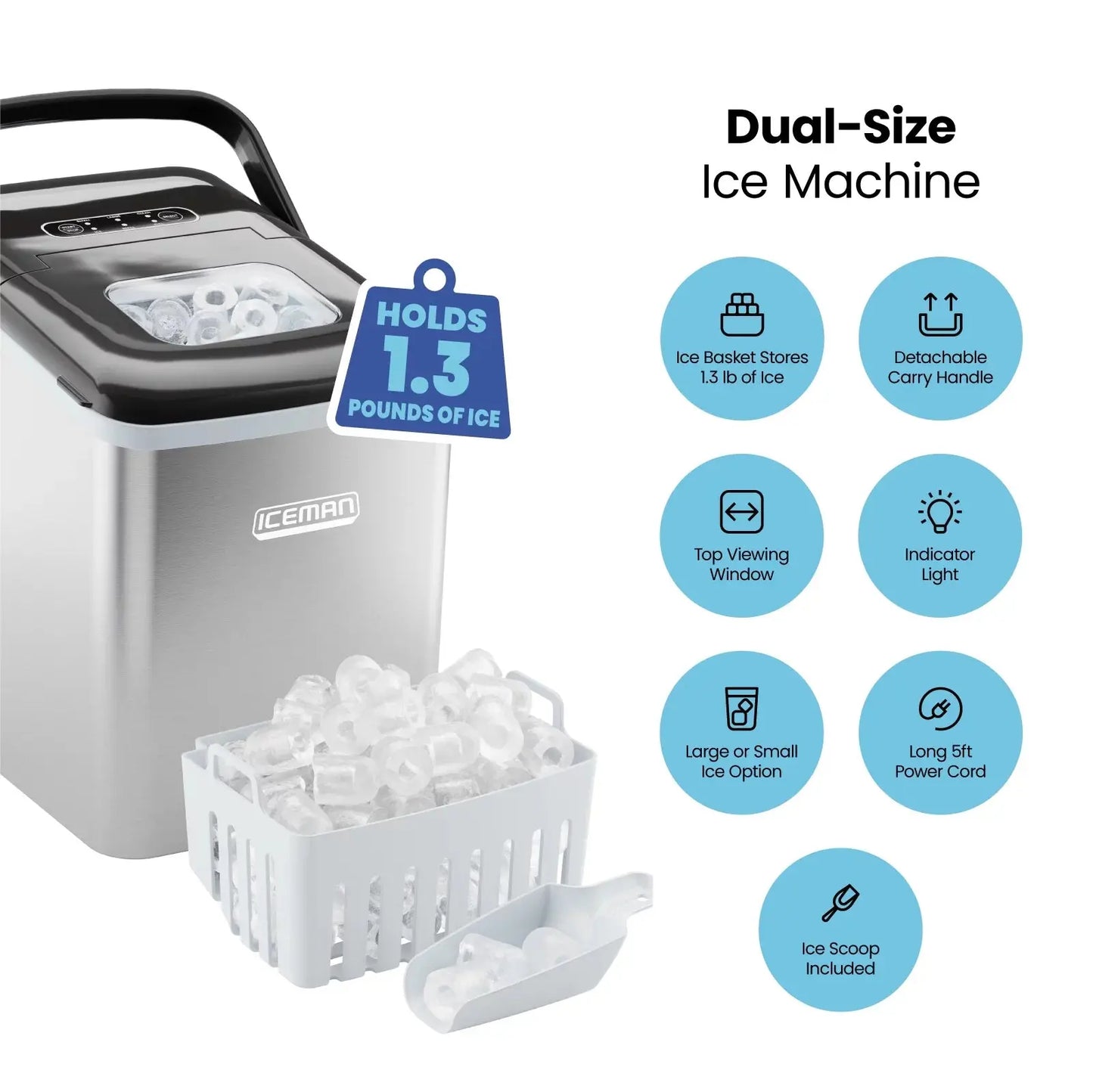 Iceman Countertop Nugget Ice Machine, Waterline Compatible, 3 lb. Capacity - Stainless Steel, New | Fridge.com