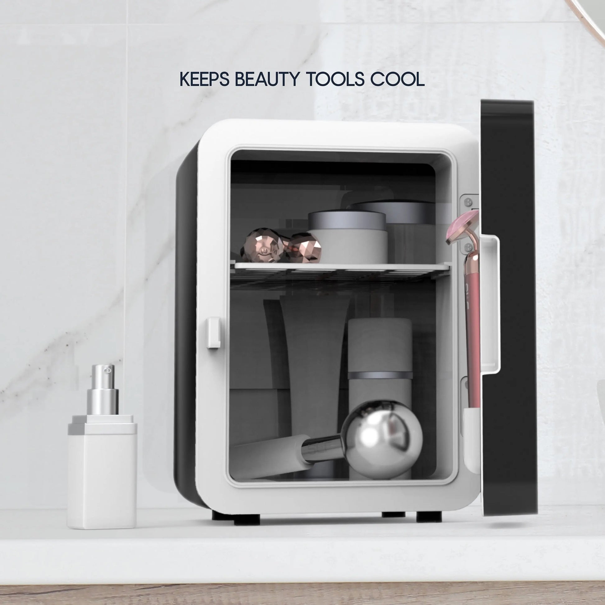 Icon Beauty Mini Fridge with LED Mirror 6.75In, 4-Liter Compact Mini Cooler with Standard Door, New | Fridge.com