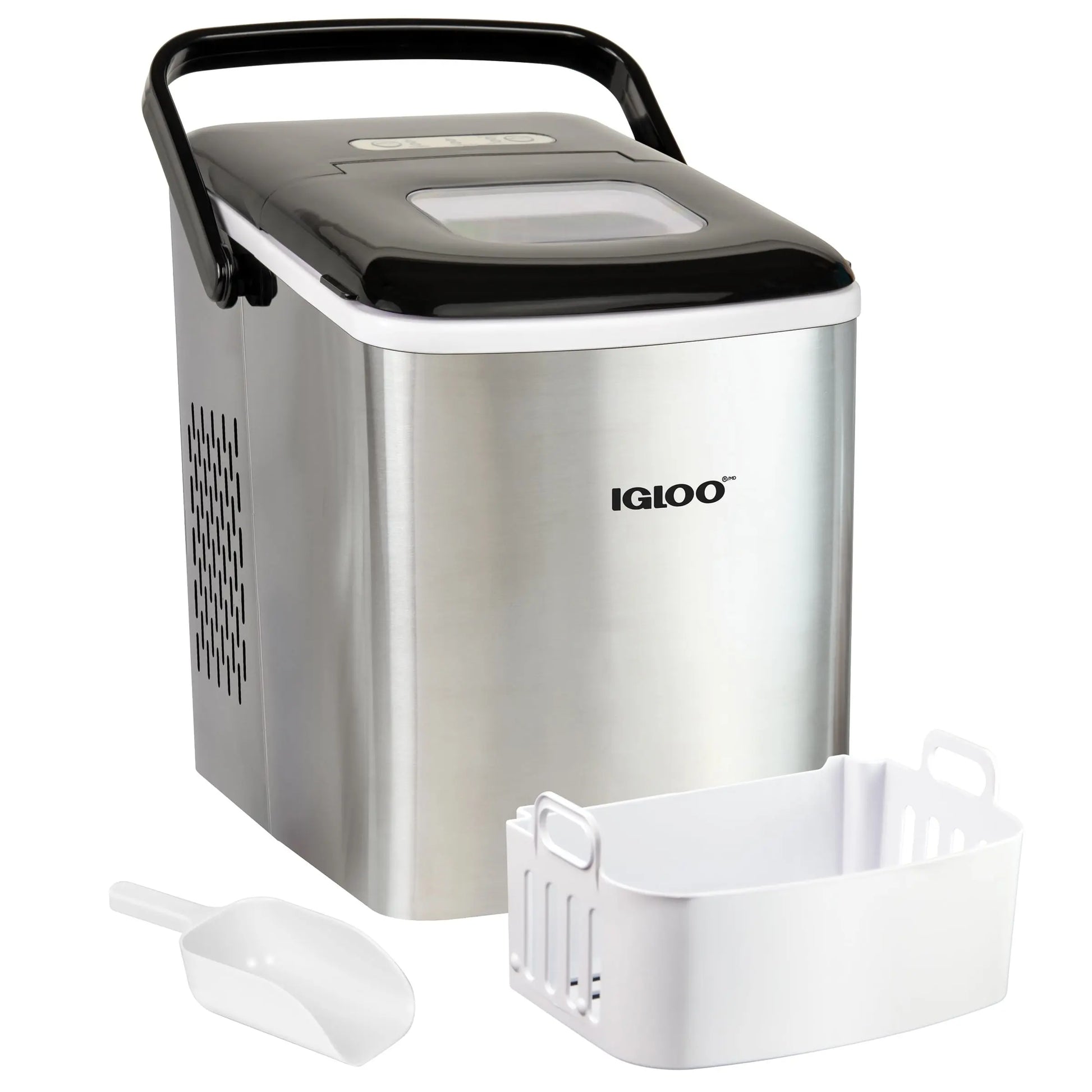 Igloo Handled Automatic Ice Machine Self Cleaning Countertop Ice Maker with Scoop, Aqua | Fridge.com