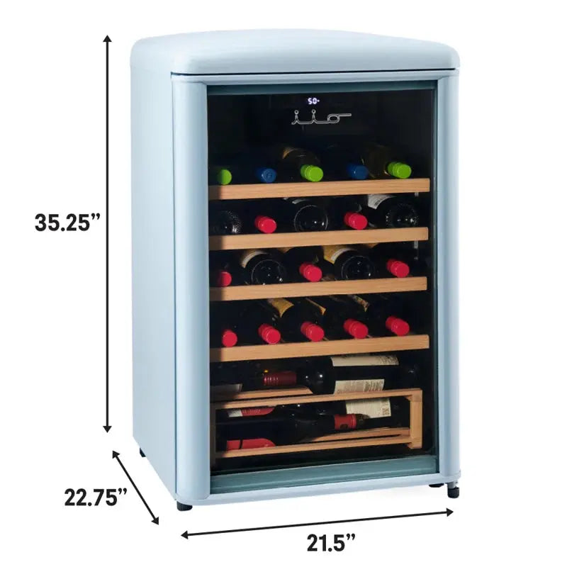 Iio 30 Bottle Freestanding Retro Wine Cooler with Wooden Shelves | Fridge.com