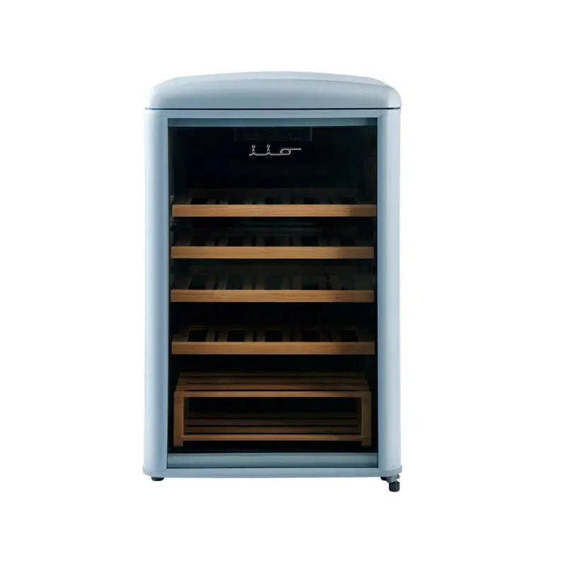 Iio 30 Bottle Freestanding Retro Wine Cooler with Wooden Shelves | Fridge.com