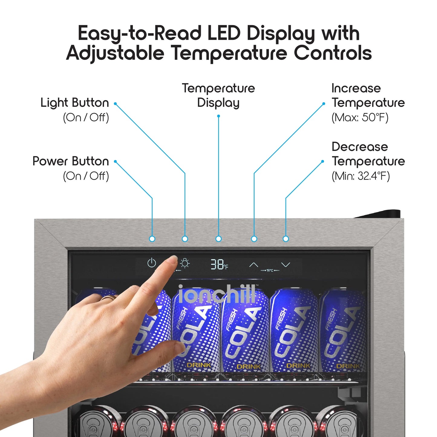 Ionchill 48-Can Mini Fridge, Compact Beverage Refrigerator with Smart Temperature Control & Standard Door, 1.4 Cu. Ft., 17.3 In., New | Fridge.com