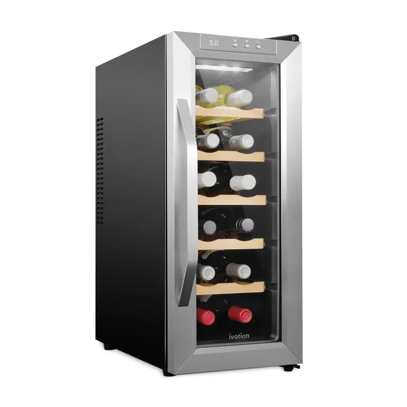 Ivation 10.4'' 12 Bottle Single Zone Freestanding Wine Refrigerator | Fridge.com