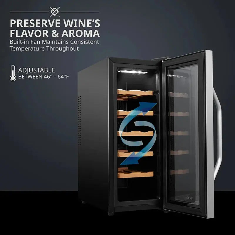 Ivation 10.4'' 12 Bottle Single Zone Freestanding Wine Refrigerator | Fridge.com