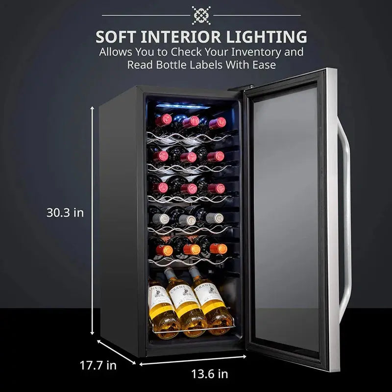 Ivation 13.6'' 18 Bottle Single Zone Freestanding Wine Refrigerator | Fridge.com