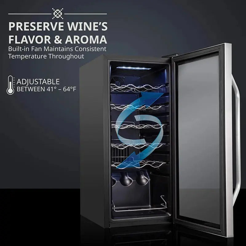 Ivation 13.6'' 18 Bottle Single Zone Freestanding Wine Refrigerator | Fridge.com