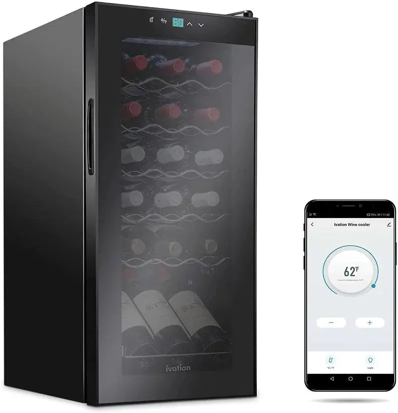 Ivation 13.6'' 18 Bottle Single Zone Freestanding Wine Refrigerator | Fridge.com