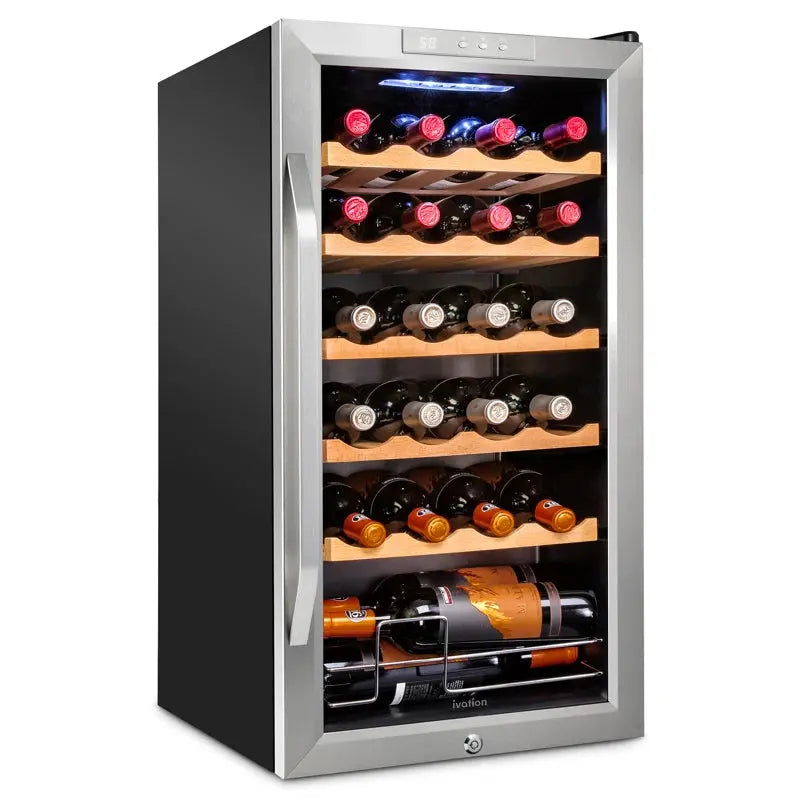 Ivation 16.9'' 24 Bottle Single Zone Freestanding Wine Refrigerator | Fridge.com