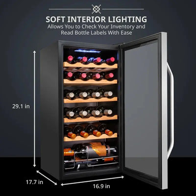 Ivation 16.9'' 24 Bottle Single Zone Freestanding Wine Refrigerator | Fridge.com