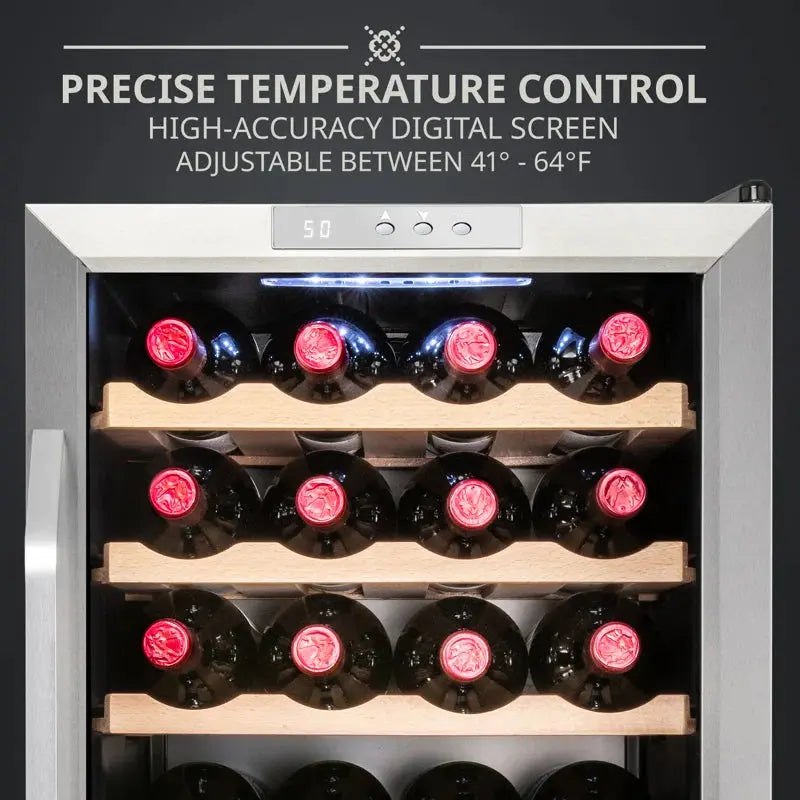 Ivation 16.9'' 24 Bottle Single Zone Freestanding Wine Refrigerator | Fridge.com