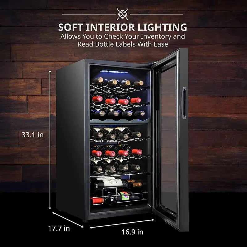 Ivation 16.9'' 28 Bottle Dual Zone Freestanding Wine Refrigerator | Fridge.com