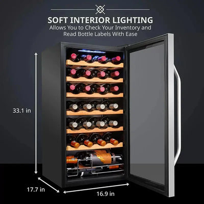 Ivation 16.9'' 28 Bottle Single Zone Freestanding Wine Refrigerator | Fridge.com